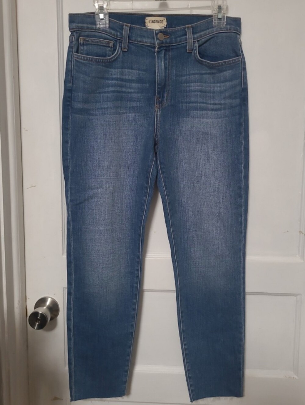 L'AGENCE High-Rise Ankle Slim Jeans 29 Raw Hem 8